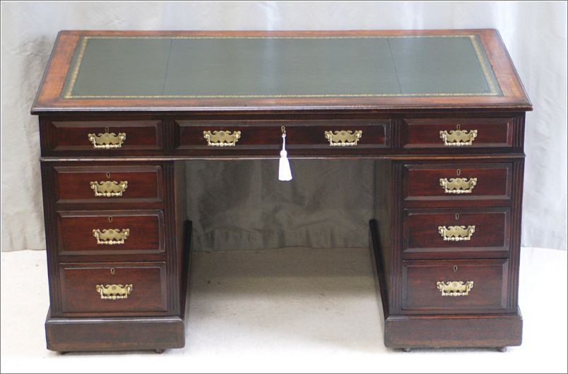 2052 Antique Mahogany Pedestal Desk (1)